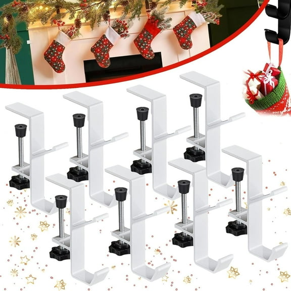 HOMBOTI 8Pcs Christmas Garland Holders for Mantel No Drill Mantel Hooks for Garland Adjustable Mantle Holder Hanger Upgrade Fireplace Mantle Christmas Decorations Clearance