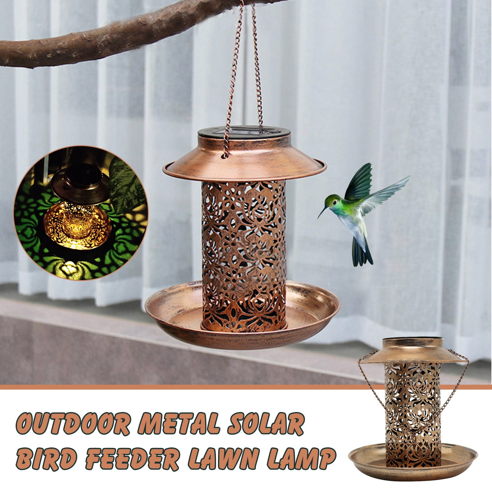 HOMBOTI Bird Feeders for Outdoors 2 in 1 Bird Feeder With Solar Street