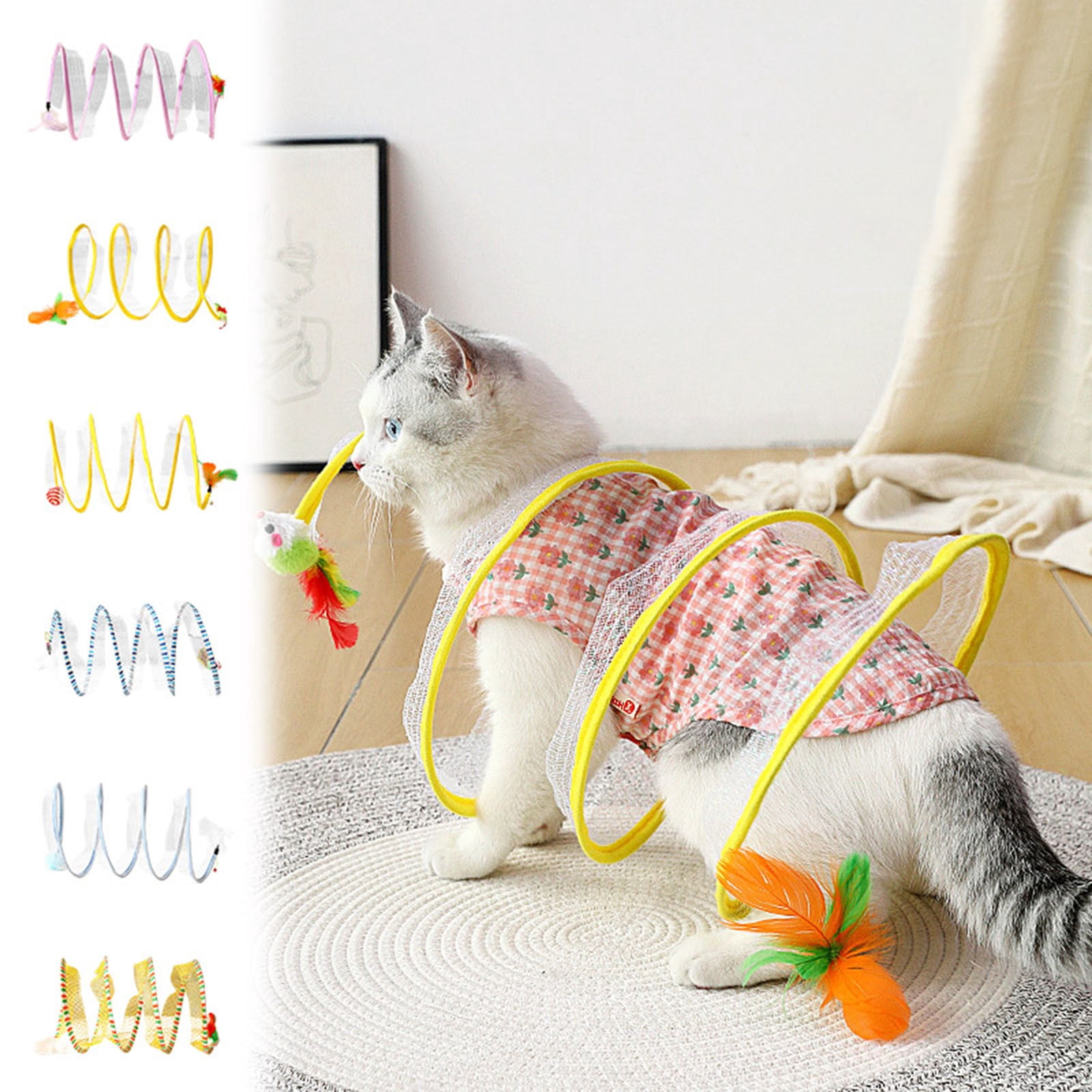 Cat Decompression HOMBOTI Cat Tunnel for Indoor Cats, S Type Foldable Cat Tunnel Toy with ...