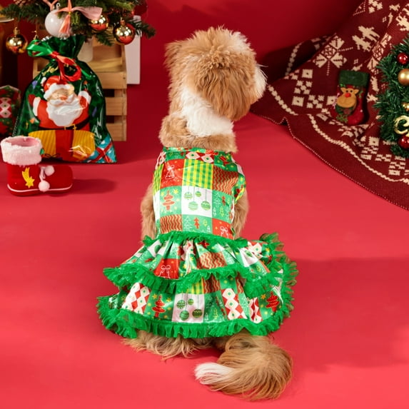 HOMBOTI Dog Clothes Christmas Dresses Cute Dog Clothes Cats Christmas Party Costumes In Four Sizes For You To Choose From