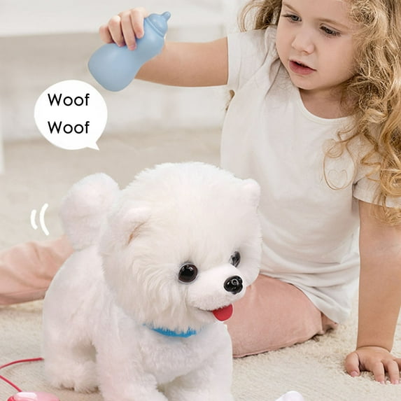 HOMBOTI Plush Toys Clearance Samoyed Walking Dog Toy For Girl Licking Barking Dog With Control Leash What You Say Electric Talking Singing Tail Plush Robot Dog DIY Pretend Dress