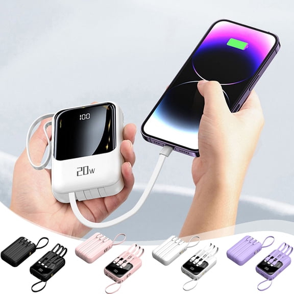 HOMBOTI Portable Power Bank Charger Clearance 5000mAh Portable Charger with Cables USB Battery Pack Compatible for iPhone & Android