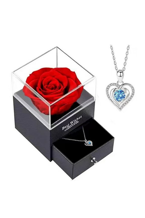 Valentines Gifts for Her Preserved Rose in A Jewelry Gift Box for Women Wife Mom Valentine's Day Mothers Day Birthday Gift