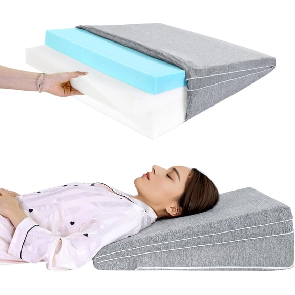 HOMBYS Adjustable Bed Wedge Pillow for Sleeping, Triangle Incline Wedge Pillow for Back Reduce Pressure, Memory Foam Pillow for Post Surgery, Back Support, Leg Elevation, Gerd Acid Reflux, Snoring