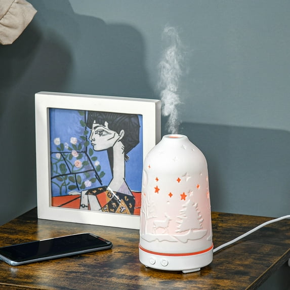 HOMCOM 100ml Humidifier Essential Oil Diffuser w/ 7 LED Lights, 2 Mist Modes