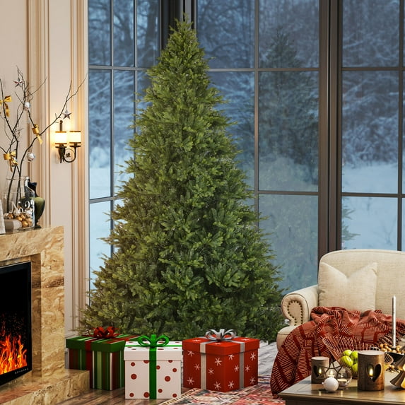 HOMCOM 12 Ft Hinged Artificial Christmas Tree, Easy Assembly, Green