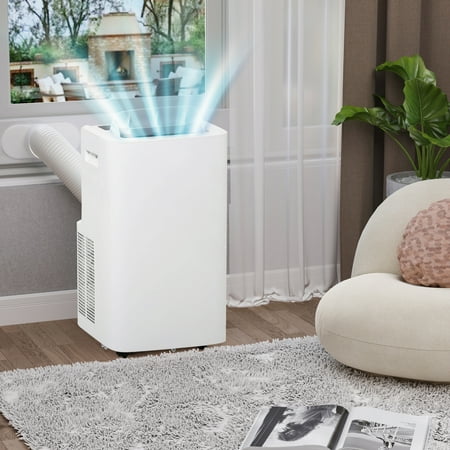 HOMCOM 12000 BTU Portable Air Conditioner with Cooling, Dehumidifying, Ventilating Function, Remote Control, & LED Display, White