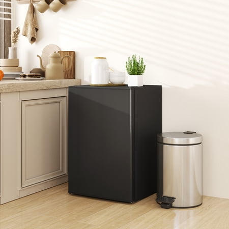 HOMCOM 2.5 Cu.Ft Mini Fridge with Freezer, Adjustable Thermostat, Single Door Compact Refrigerator for Bedroom, Dorm, Home Office, Black