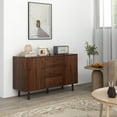 thumbnail image 1 of HOMCOM 2 Cabinets 3 Drawers Accent Retro Sideboard Particleboard Brown, Black, 1 of 9