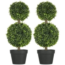 Pure Garden 5-Foot Hedyotis Triple-Ball Artificial Topiary Tree in Pot ...