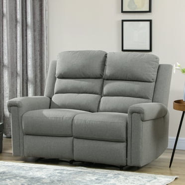 HOMCOM 2 Seater Manual Reclining Sofa with Linen Fabric and Thick Sponge Seat