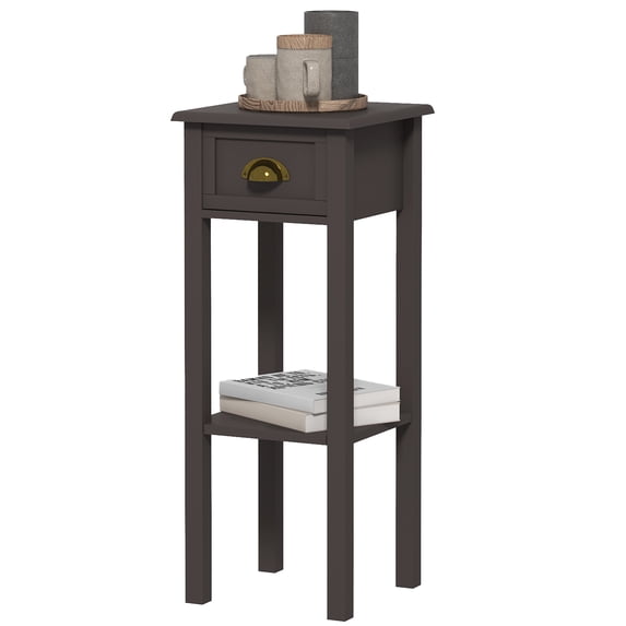 HOMCOM 2-Tier Side Table with Drawer Shelf for Living Room, Coffee