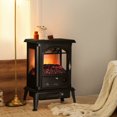 thumbnail image 1 of HOMCOM 23" Electric Infrared Fireplace Stove, Freestanding Fireplace Heater with Realistic Flame, Adjustable Temperature, Timer, 1000W/1500W, Black, 1 of 10