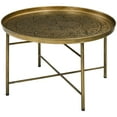 thumbnail image 1 of HOMCOM 24" Round Cafe Table, Gold Hammered Tray Top with Metal Frame, Living Room Center Table, 1 of 6