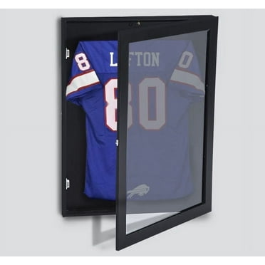 HOMCOM 24" x 32" Jersey Display Case, Wall-Mounted Memorabilia Acrylic Shadow Box with Hanger, Black