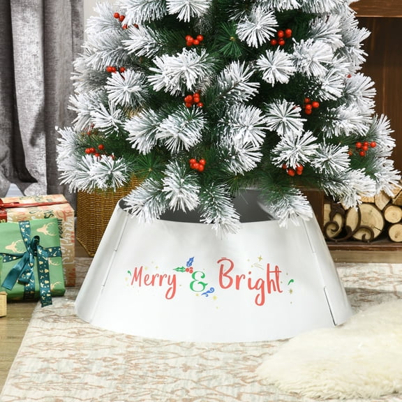 HOMCOM 26 Inch Christmas Tree Collar Ring, Stand Cover for Decor, White