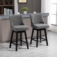thumbnail image 1 of HOMCOM 28" Upholstered Bar Stool Swivel Bistro Pub Dining Chairs Dark Grey, 1 of 9