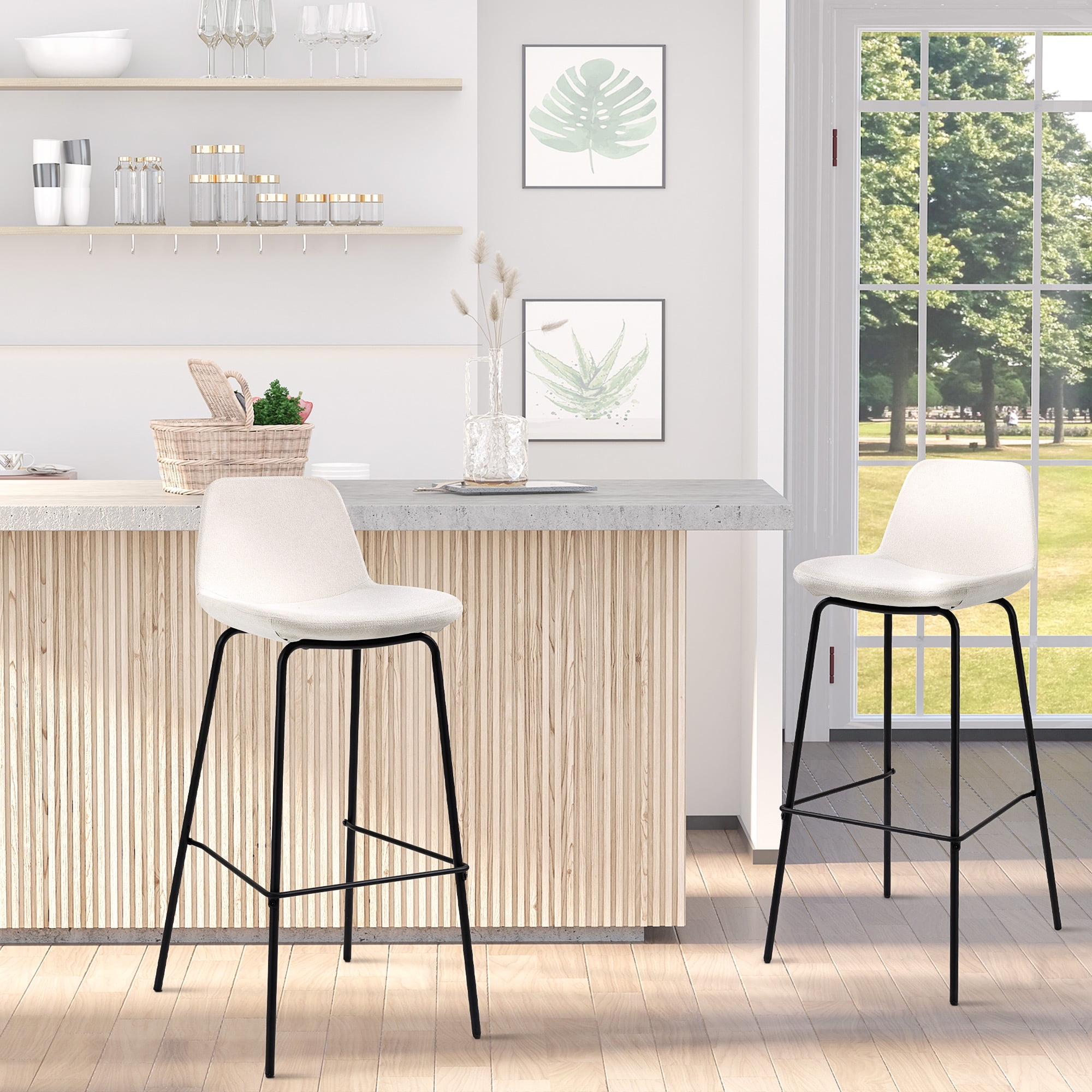 29.5" Bar Stools Set of 2, Upholstered Extra Tall Barstools