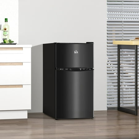 HOMCOM 3.2 Cu.Ft Mini Fridge with Freezer for Bedroom Dorm Home Office