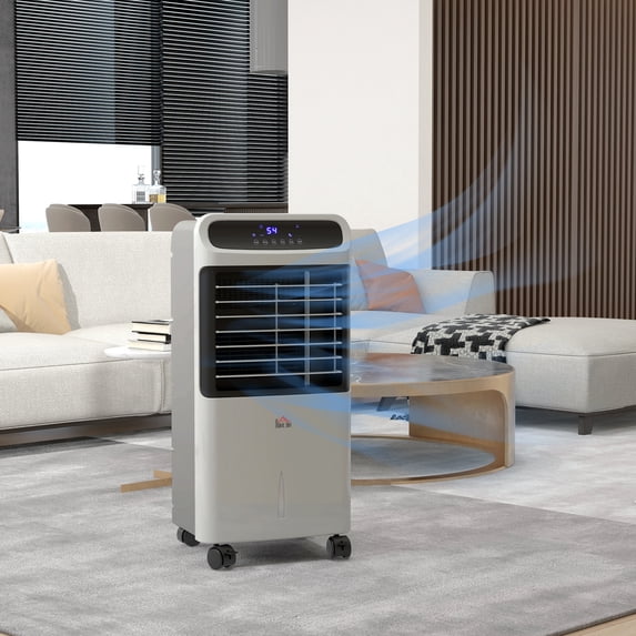 HOMCOM 3-In-1 Mobile Evaporative Air Cooler with Remote Oscillating Gray