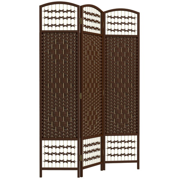 HOMCOM 3 Panel Room Divider, Folding Screen, 5.6', Brown