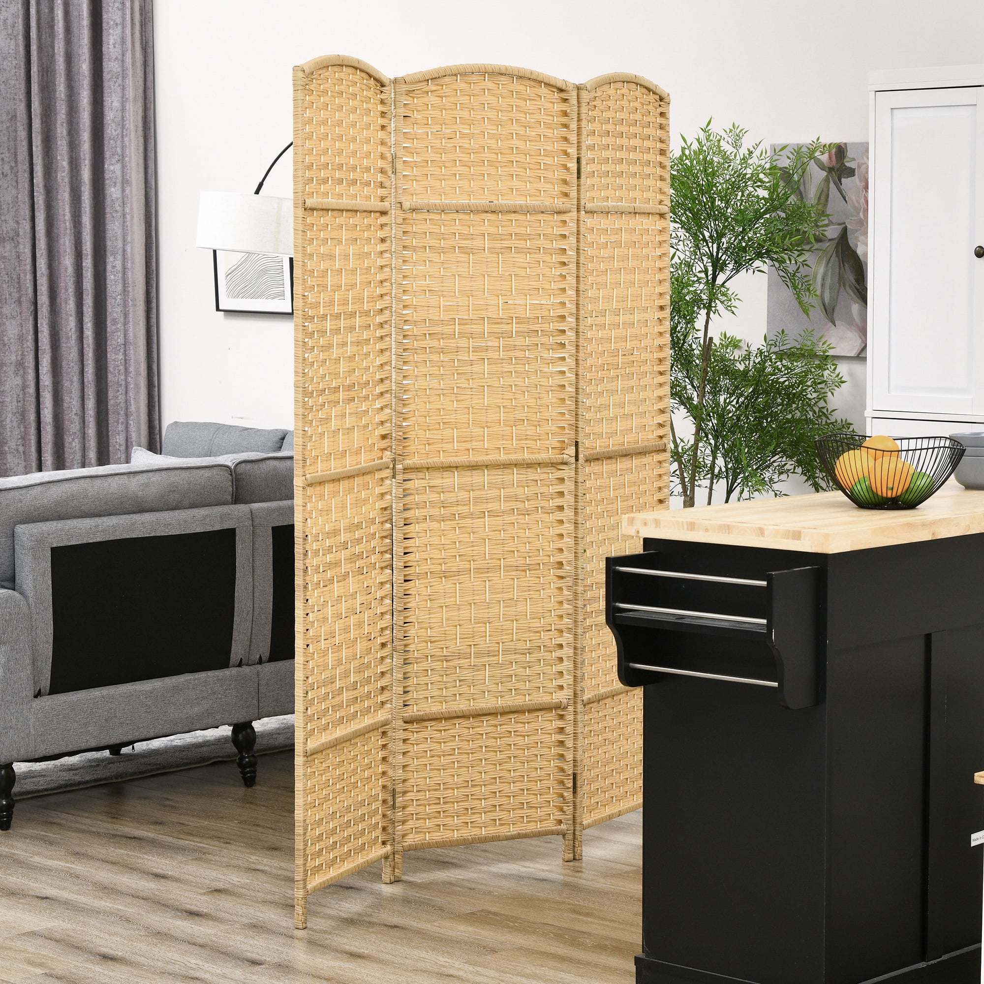 Nature Wood 6' Tall 3-Panel Folding Room Divider