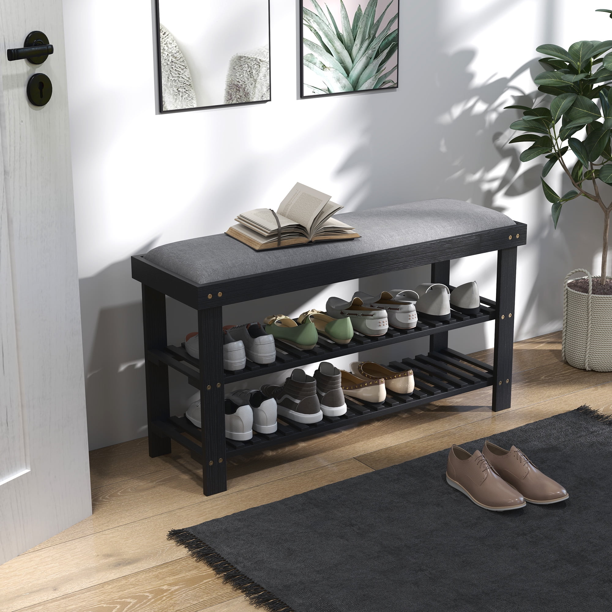 Entryway Shoe Bench With Cushionnull