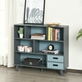 thumbnail image 1 of HOMCOM 3-Tier Child Bookcase Open Shelves Cabinet Floor Standing Cube Storage Organizer with Drawers - Dark Blue, 1 of 10