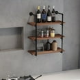 thumbnail image 1 of HOMCOM 3-Tier Industrial Pipe Shelves, Floating Wall Mounted Bookshelf, Metal Frame Display Rack for Living Room or Bedroom, Rustic Brown, 1 of 9