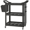 thumbnail image 1 of HOMCOM 3-Tier Rolling Tool Cart, Utility Cart with Side Shelf & Hook Black, 1 of 8