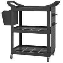 HOMCOM 3-Tier Rolling Tool Cart, Utility Cart with Side Shelf & Hook Black