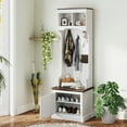 thumbnail image 1 of HOMCOM 3-in-1 Hall Tree with Shoe Storage, Standing Coat Rack with Shoe Bench, Entryway Furniture with Five Hooks, White Wood Grain, 1 of 9