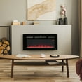 thumbnail image 1 of HOMCOM 36" 1500W Recessed and Wall Mounted Electric Fireplace Inserts with Remote, Adjustable Flame Color and Brightness, Cryolite-Effect Rocks, Black, 1 of 9