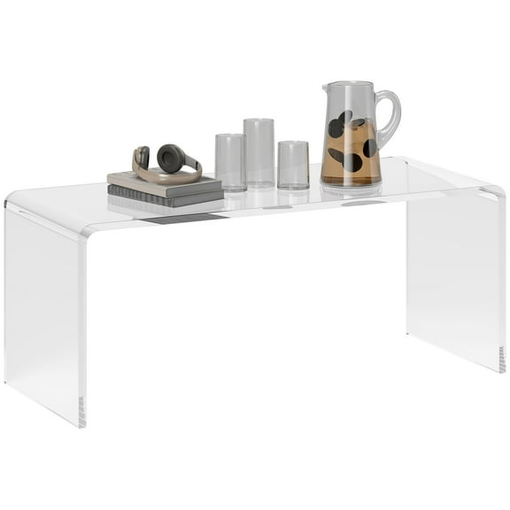 HOMCOM 39.25" Long Rectangle All Acrylic 15mm Thick Waterfall Coffee Table Clear