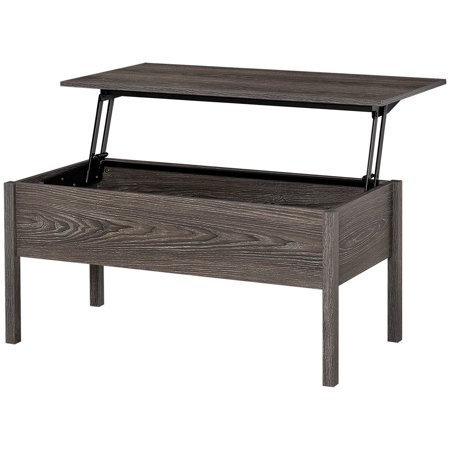 Homiyad 39" Modern Lift Top Coffee Table Desk with Hidden Storage Compartment for Living Room, Light Gray Woodgrain