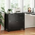 thumbnail image 1 of HOMCOM 4 Drawer File Cabinet, Farmhouse Lateral Filing Cabinet with Adjustable Hanging Rails for Letter/A4/Legal Size Files, Printer Stand, Black, 1 of 9