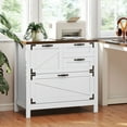thumbnail image 1 of HOMCOM 4 Drawer File Cabinet, Farmhouse Lateral Filing Cabinet with Adjustable Hanging Rails for Letter/A4/Legal Size Files, Printer Stand, White, 1 of 9