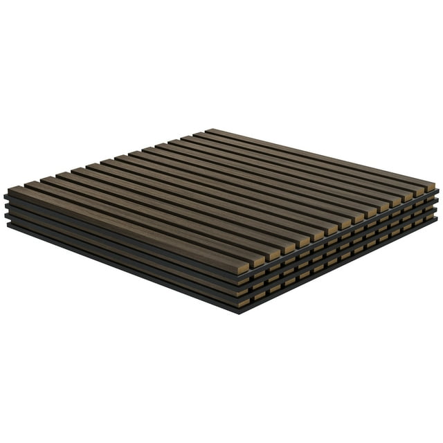 HOMCOM 4 Pack Acoustic Wall Panels, 24" x 24" Wood Wall Panels, Brown