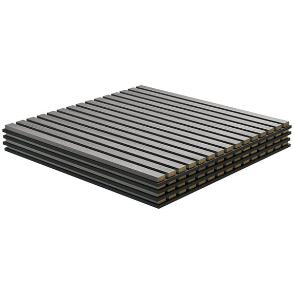 HOMCOM 4 Pack Acoustic Wall Panels, 24" x 24" Wood Wall Panels, Gray