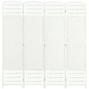 HOMCOM 4 Panel Room Divider Folding Privacy Screen, 5.6 Room Separator, Wave Fiber Freestanding Partition Wall Divider for Rooms, White