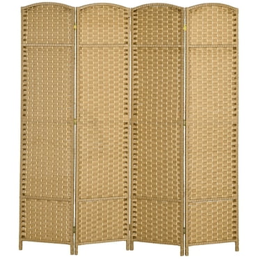 HOMCOM 4 Panel Room Divider Freestanding Folding Privacy Screen Nature Wood