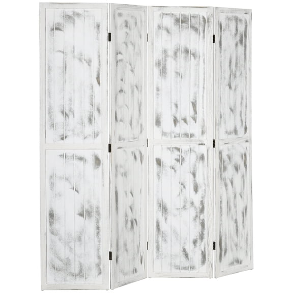 HOMCOM 4 Panel Room Divider Privacy Screen, 5.5 Folding Partition for Living Room Bedroom Office, White Wood Grain MDF