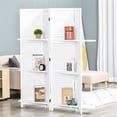 thumbnail image 1 of HOMCOM 4 Panel 67" Tall Wood Privacy Screen Room Divider with 3 Display Shelves, and Folding Storage for Bedroom or Home Office, White, 1 of 9