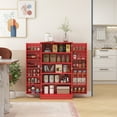 thumbnail image 1 of HOMCOM 41" Kitchen Pantry, 2-Door Kitchen Cabinet with 5-tier Storage Shelving, 12 Spice Racks and Adjustable Shelves for Dining Room, Red, 1 of 9