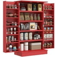 thumbnail image 1 of HOMCOM 41" Kitchen Pantry Storage Cabinet, Freestanding Kitchen Cabinet with 12 Door Shelves, Double Doors, 5-tier Shelving and Adjustable Shelves, Red, 1 of 6