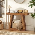 thumbnail image 1 of HOMCOM 42" Farmhouse Console Table, 2-Tier Entryway Table with Storage and Thickened Tabletop for Hallway, Living Room, Behind Couch, Rustic Brown, 1 of 9