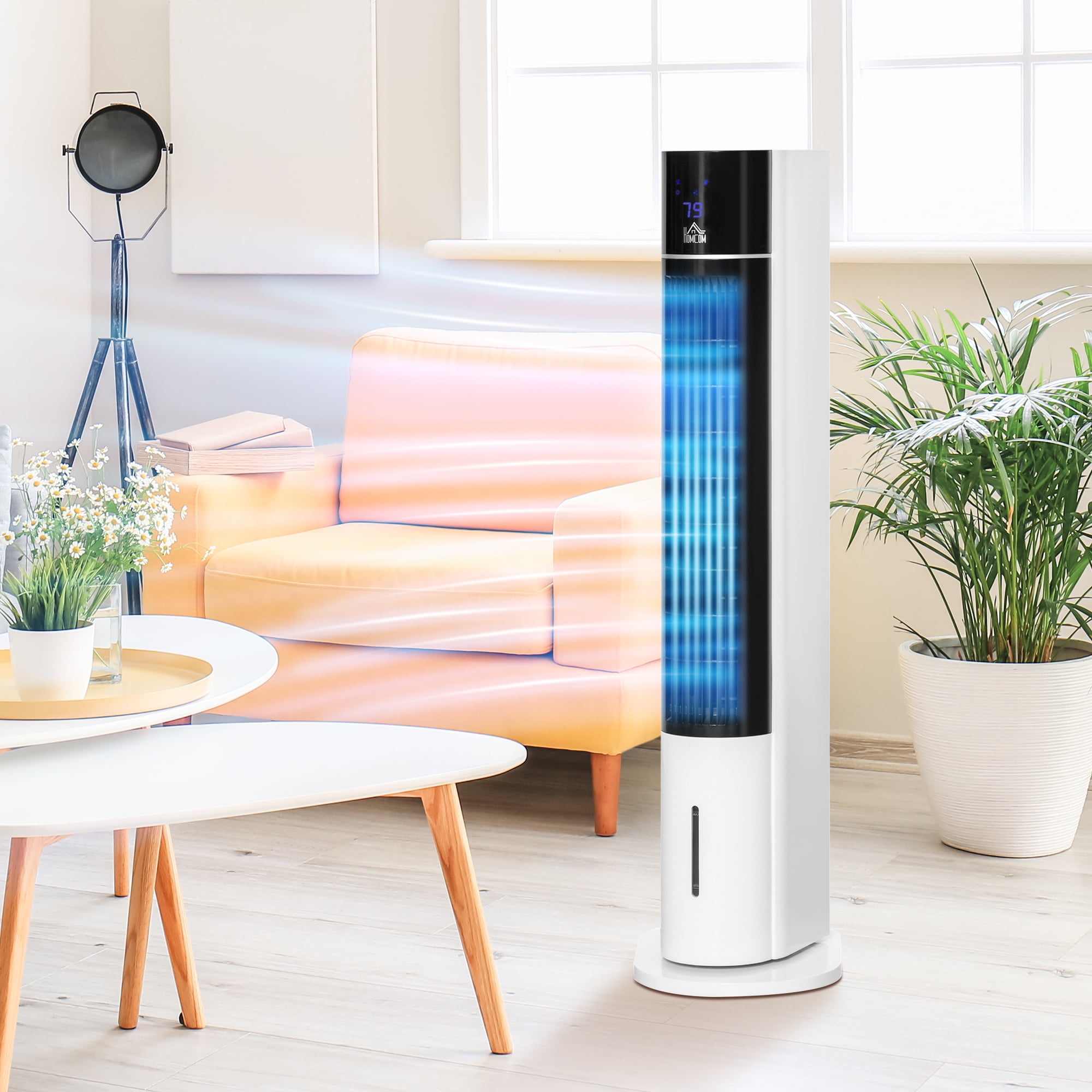 White 42" Oscillating Air Cooler with Remote Control and LED Display