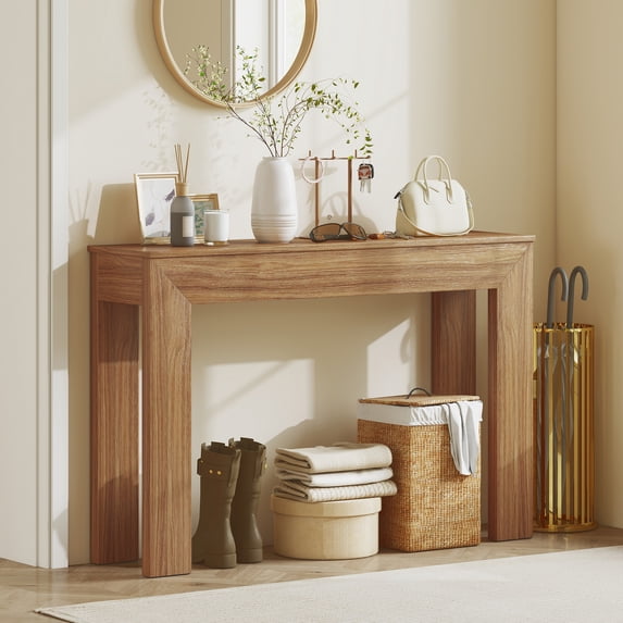 HOMCOM 47" Console Table, Modern Narrow Sofa Table for Living Room, Entryway, Hallway, Walnut