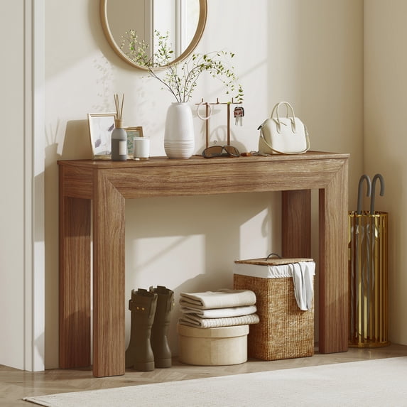 HOMCOM 47" Console Table, Modern Narrow Sofa Table for Living Room, Entryway, Hallway, Walnut