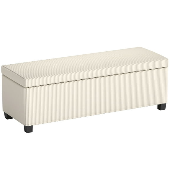 HOMCOM 47 Inches Storage Ottoman Bench, Foot Rest with Removable Lid, Beige